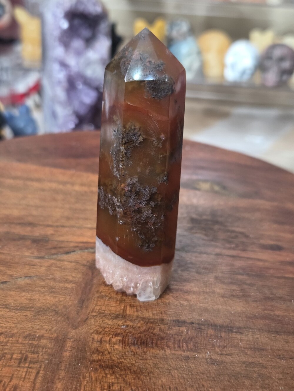 Red Moss Agate Tower Stand 3in ( Courage)
